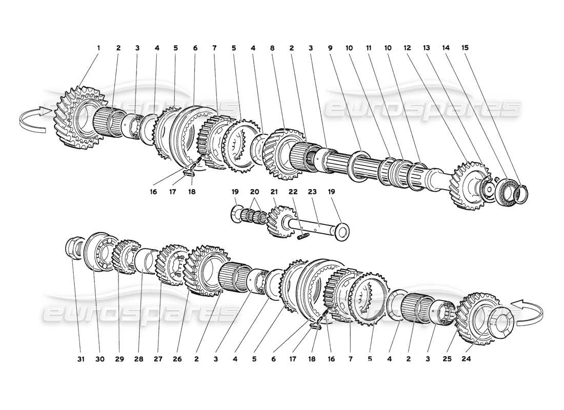 lamborghini diablo 6.0 (2001) teilediagramm der angetriebenen welle