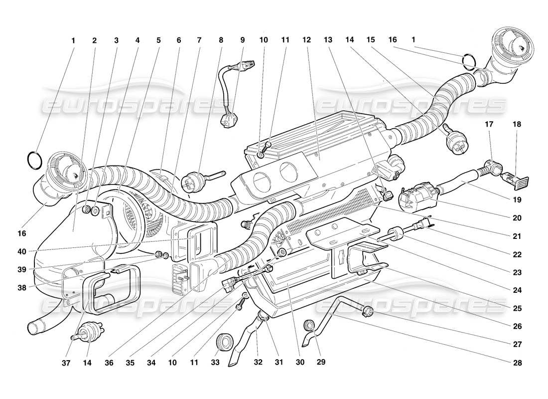 lamborghini diablo sv (1997) teilediagramm für die klimaanlage