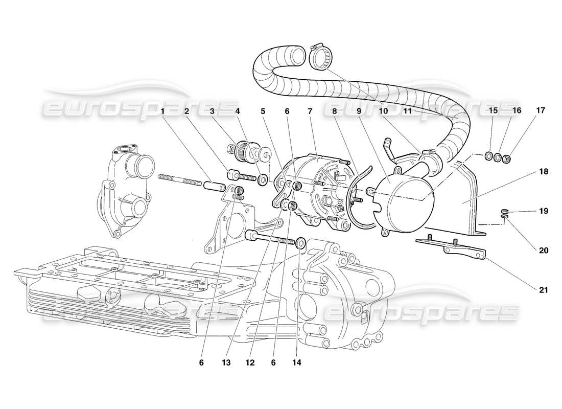 lamborghini diablo sv (1998) lichtmaschine - teilediagramm