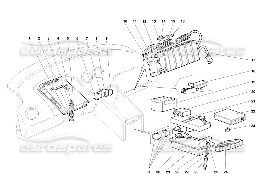 lamborghini diablo sv (1998) teilediagramm des elektrischen systems