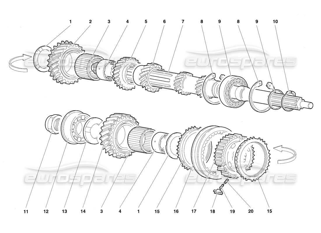 lamborghini diablo sv (1997) teilediagramm für hauptwellenzahnräder