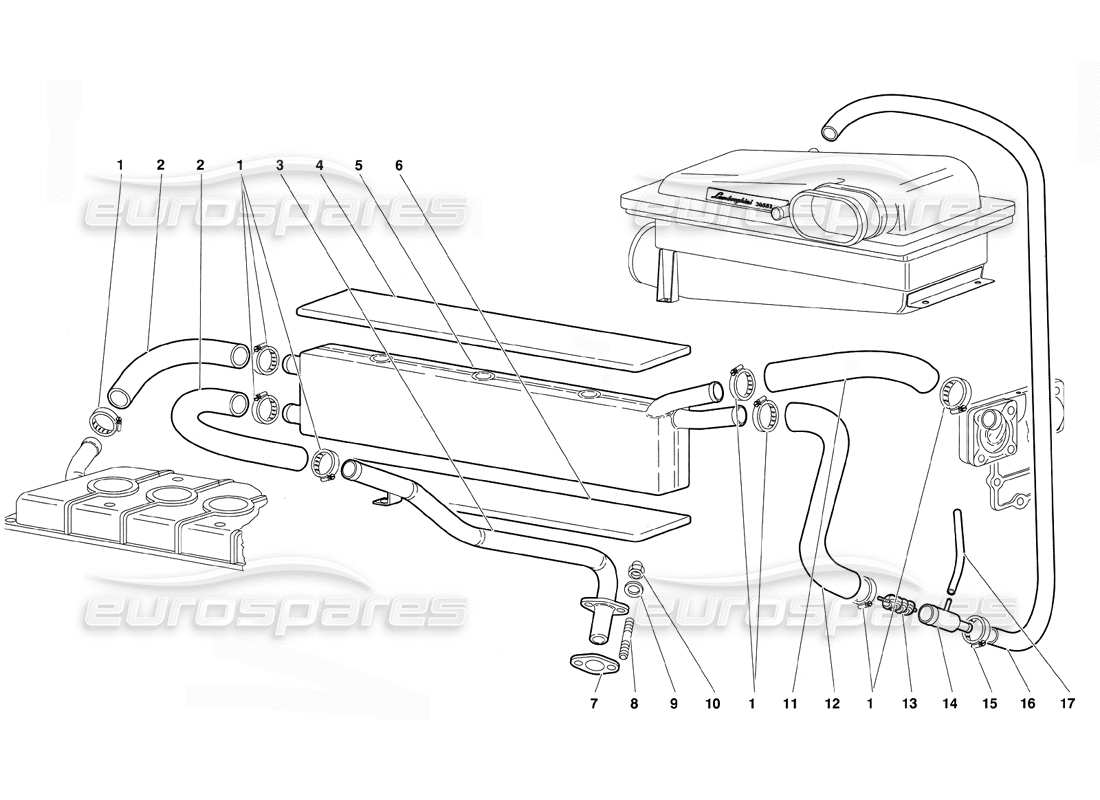 lamborghini diablo (1991) teilediagramm des motoröl-entlüftungssystems