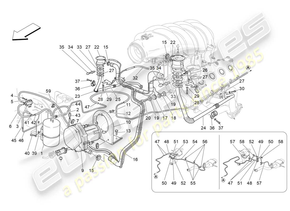 maserati granturismo s (2015) zusätzliches luftsystem teilediagramm