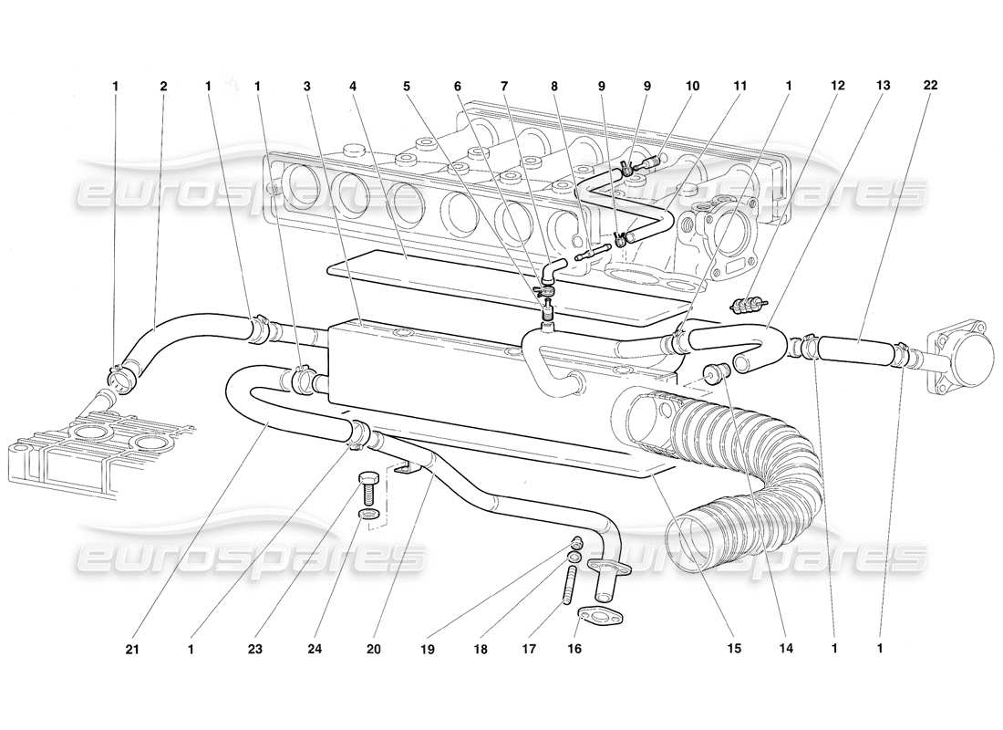 lamborghini diablo sv (1997) teilediagramm des motoröl-entlüftungssystems