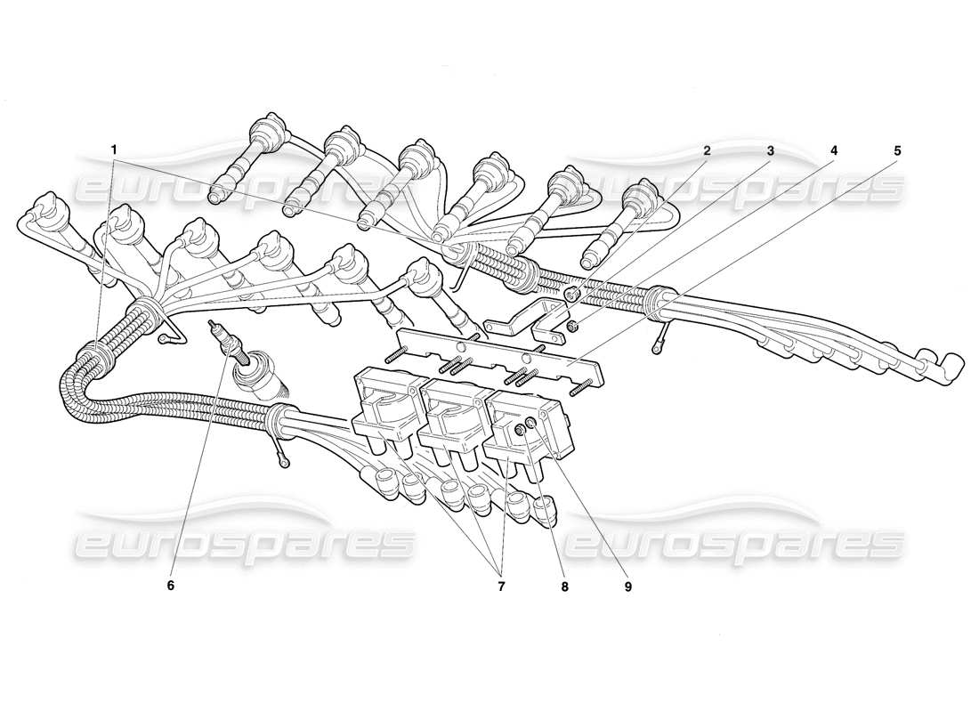 lamborghini diablo sv (1997) teilediagramm der motorzündungskomponenten