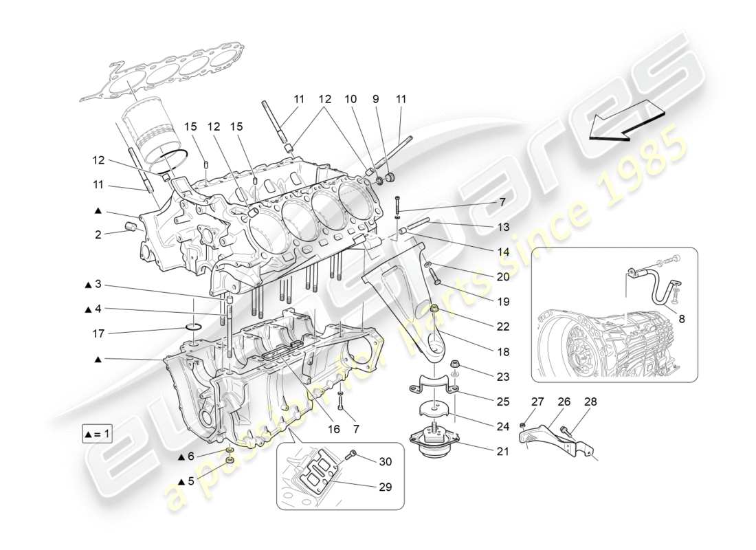 maserati granturismo s (2018) kurbelgehäuse teilediagramm
