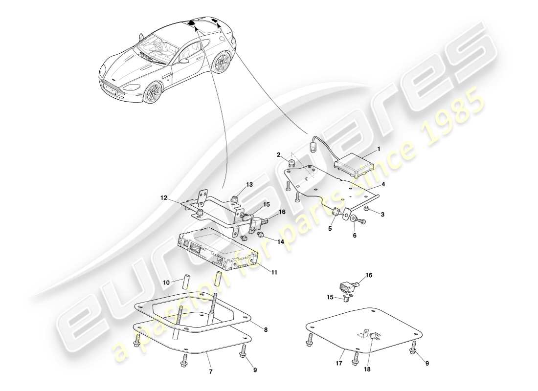 aston martin v8 vantage (2005) elektronische antenne, 09my teilediagramm
