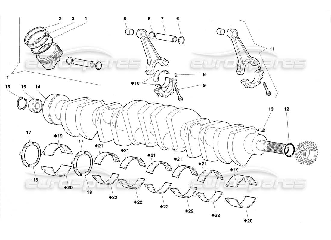 lamborghini diablo roadster (1998) kurbeltrieb-teilediagramm