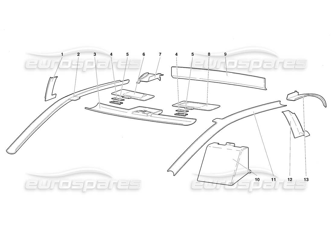 lamborghini diablo sv (1998) teilediagramm für fahrgastraumverkleidungen