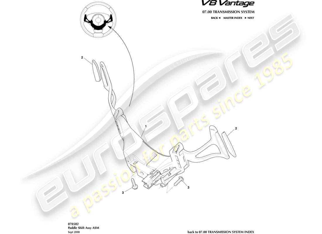 aston martin v8 vantage (2010) schaltwippen-ersatzteildiagramm