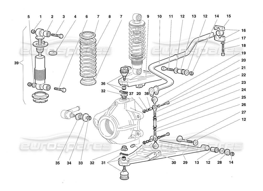 lamborghini diablo sv (1997) vordere aufhängung teilediagramm