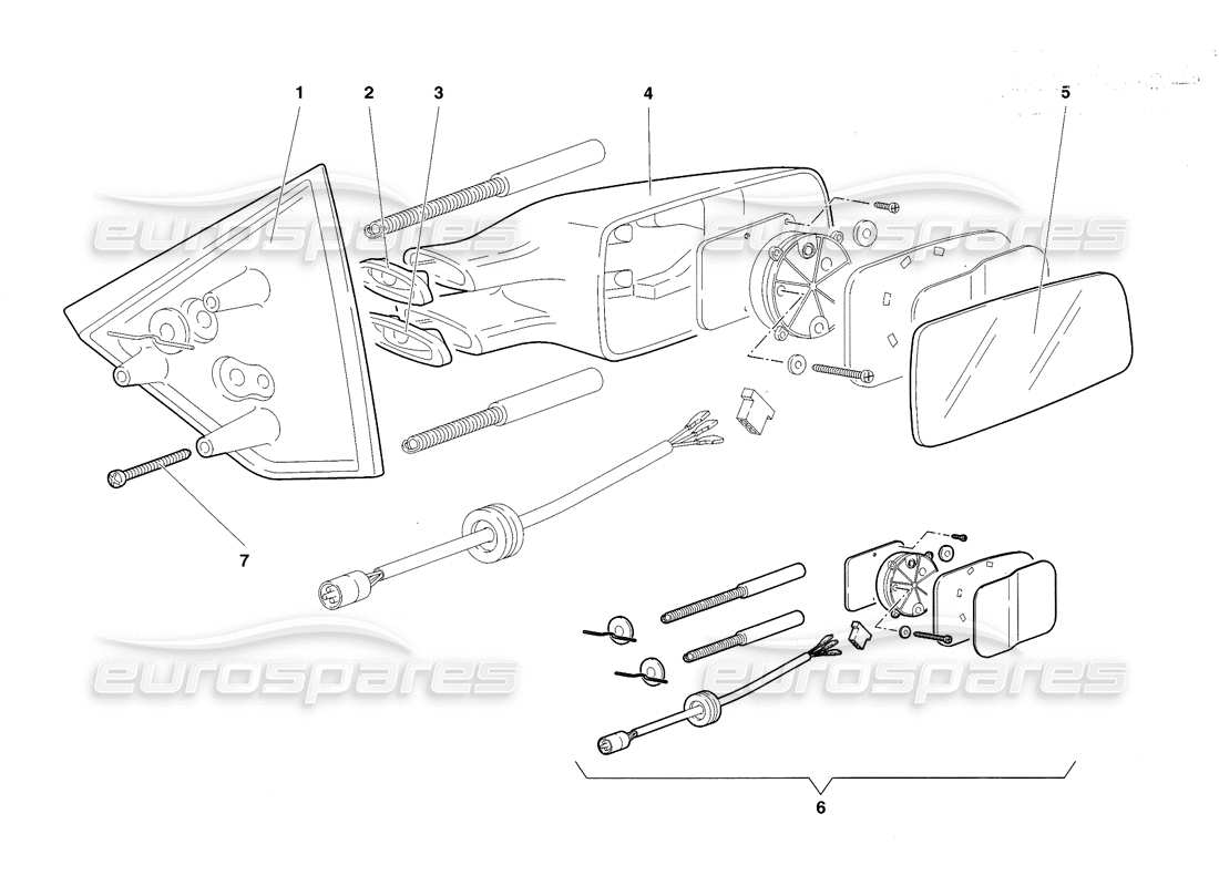 lamborghini diablo sv (1998) aussenrückspiegel ersatzteildiagramm