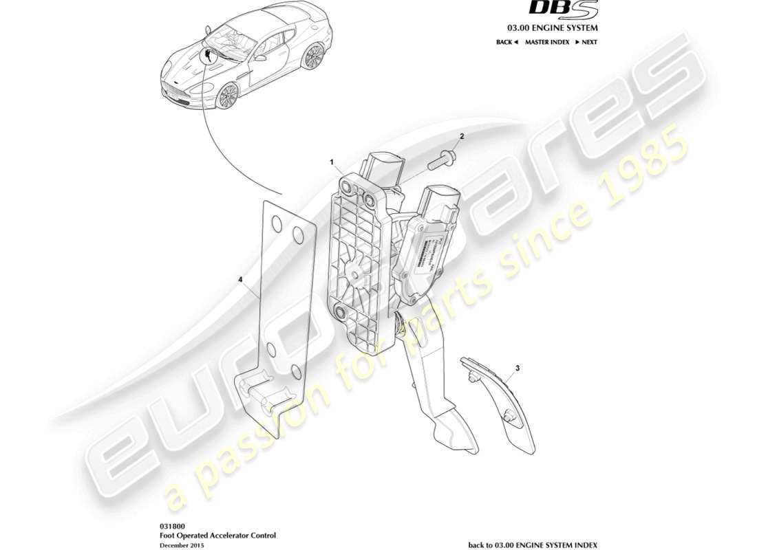 aston martin dbs (2012) teilediagramm der beschleunigungssteuerung