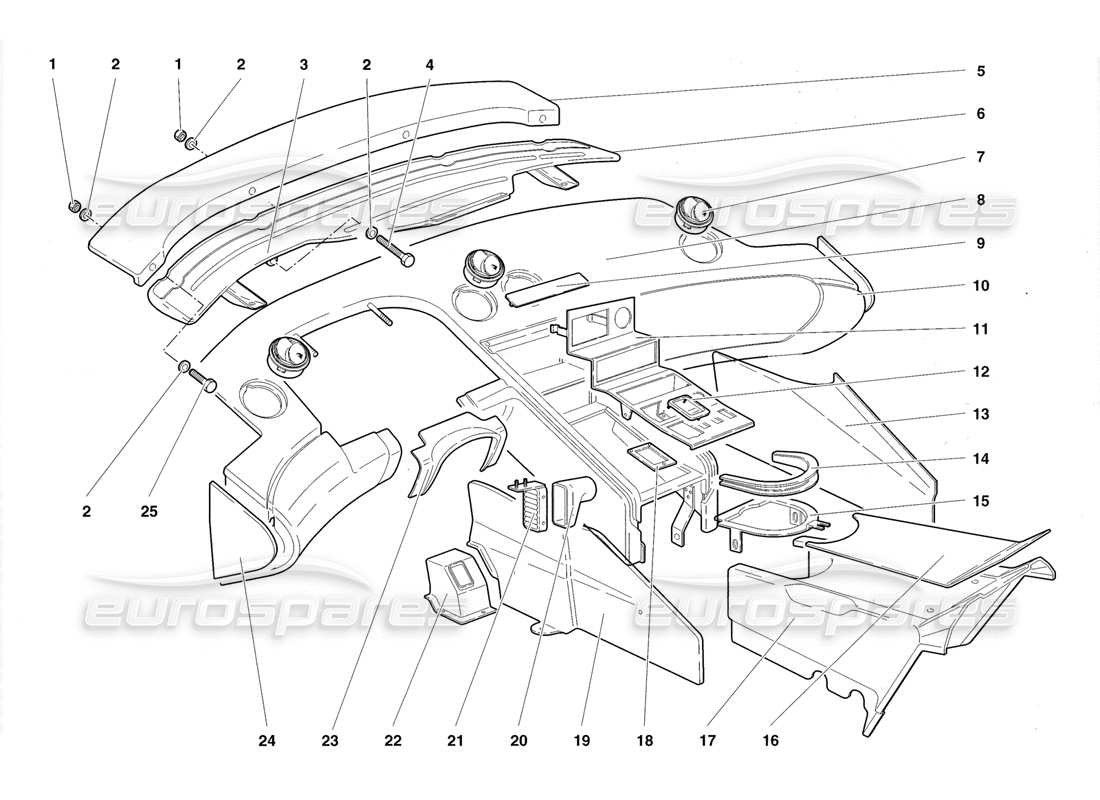 lamborghini diablo roadster (1998) fahrgastraumverkleidungen teilediagramm