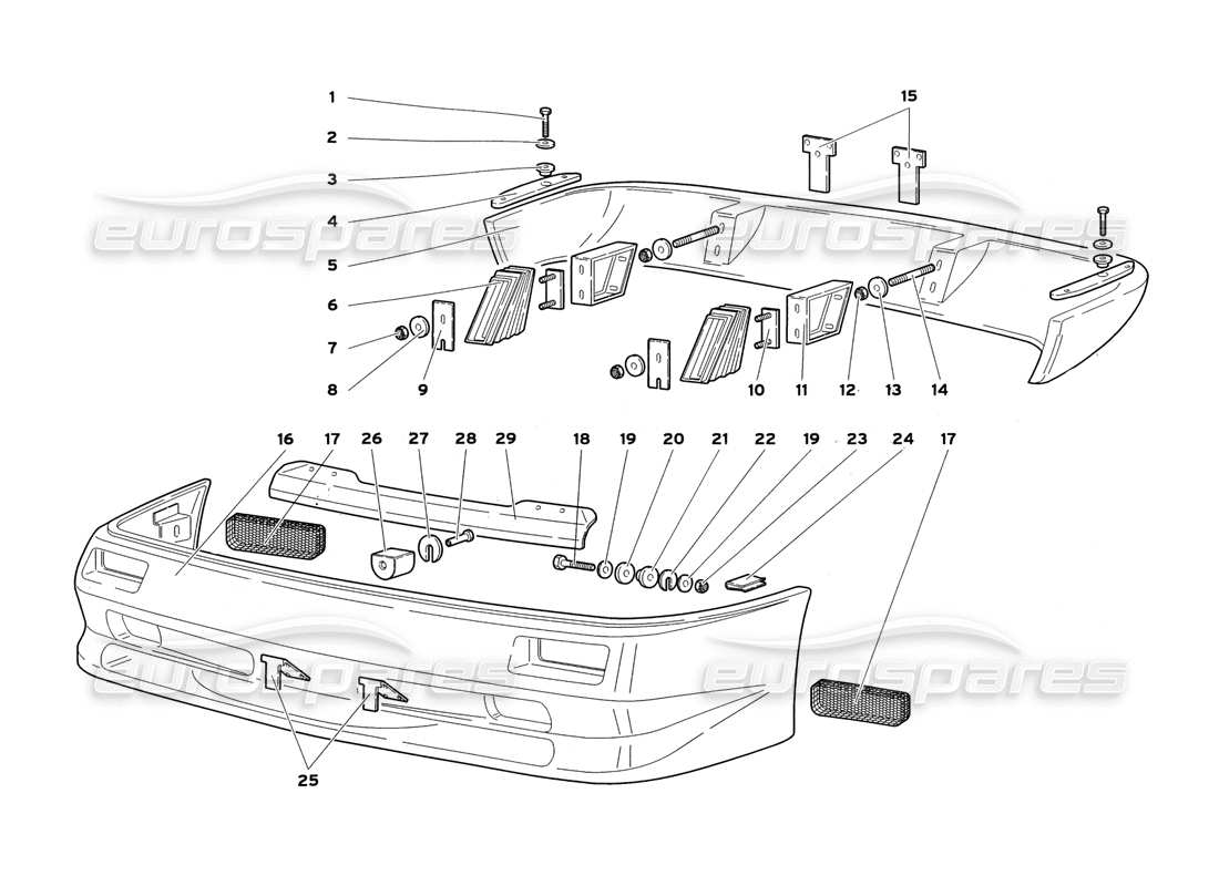 lamborghini diablo sv (1999) stoßstangen-teilediagramm