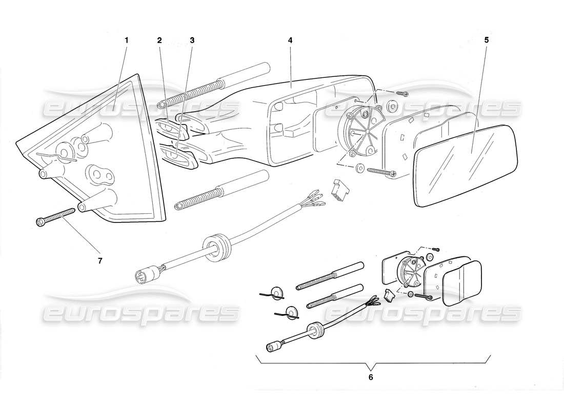 lamborghini diablo roadster (1998) aussenrückspiegel ersatzteildiagramm