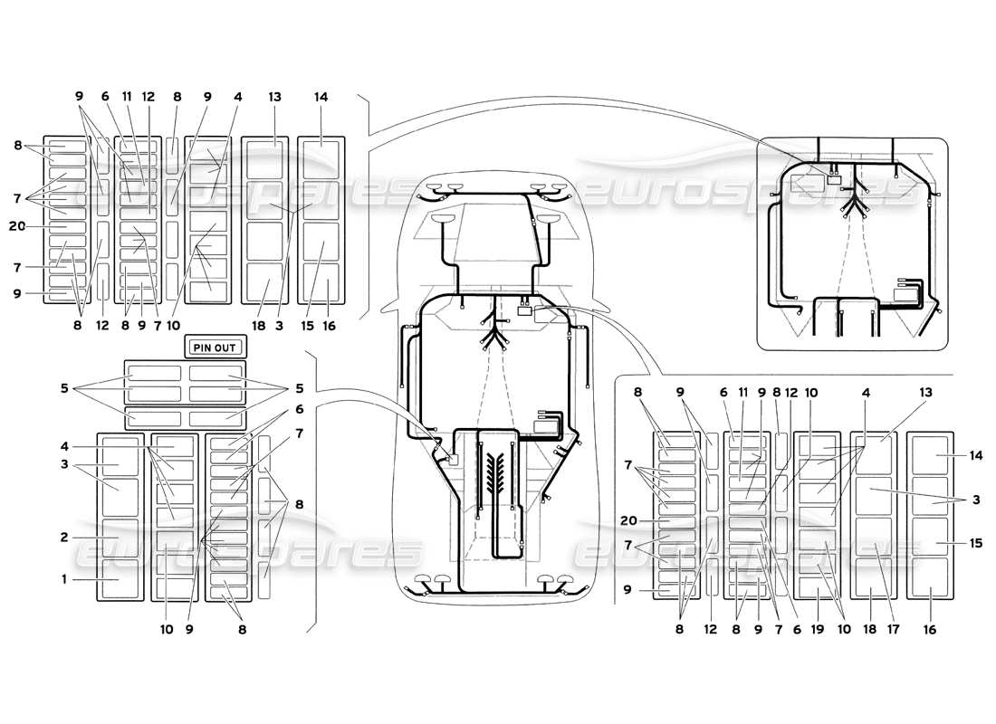 lamborghini diablo sv (1999) elektrisches system teilediagramm