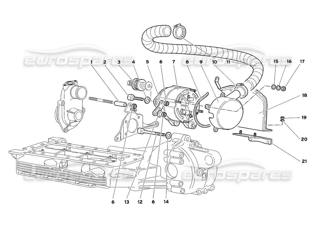 lamborghini diablo sv (1999) lichtmaschine - teilediagramm