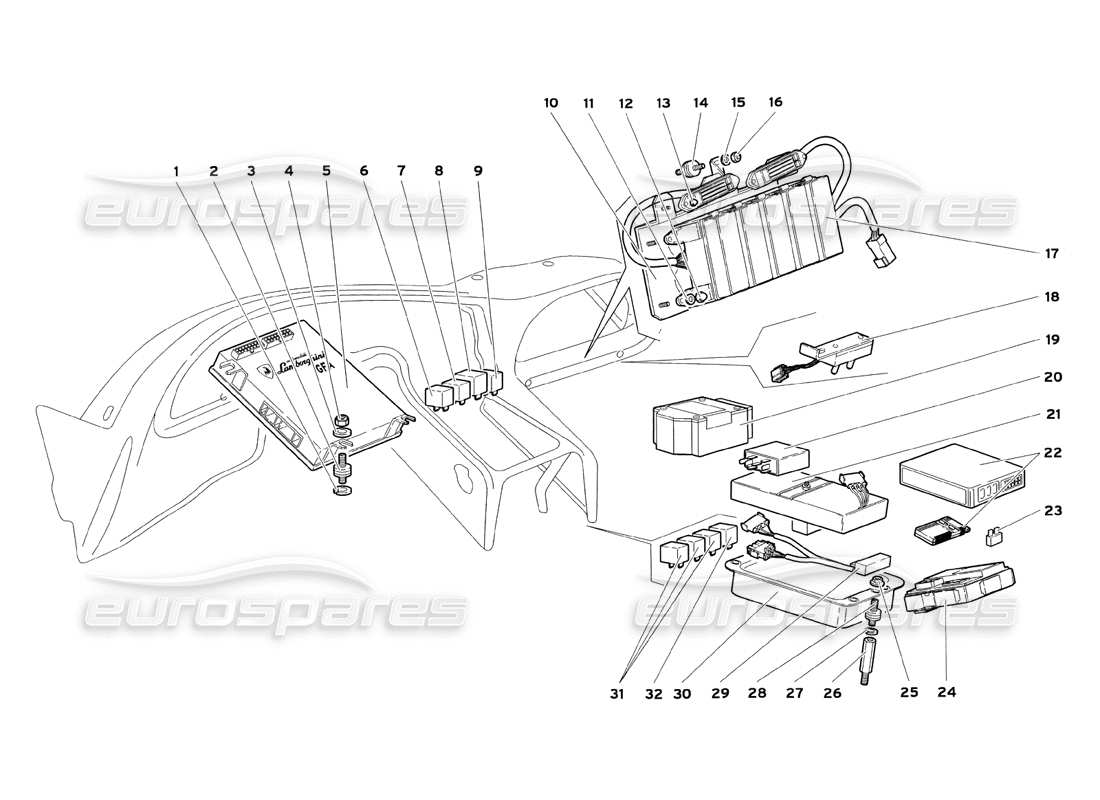 lamborghini diablo sv (1999) teilediagramm des elektrischen systems