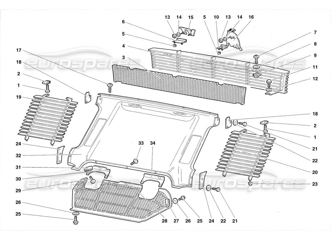 lamborghini diablo roadster (1998) teilediagramm für hintere coque-elemente