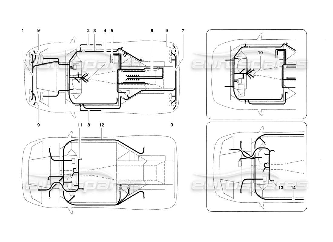 lamborghini diablo sv (1998) teilediagramm des elektrischen systems