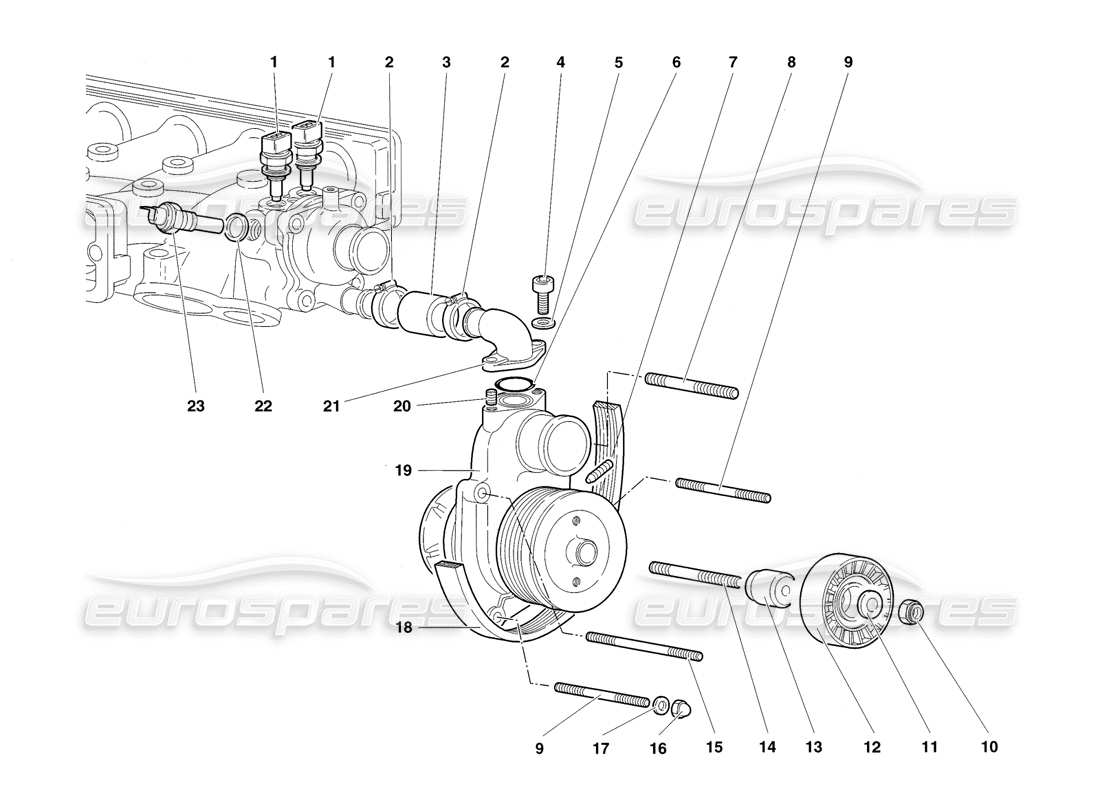 lamborghini diablo sv (1998) wasserpumpe teilediagramm