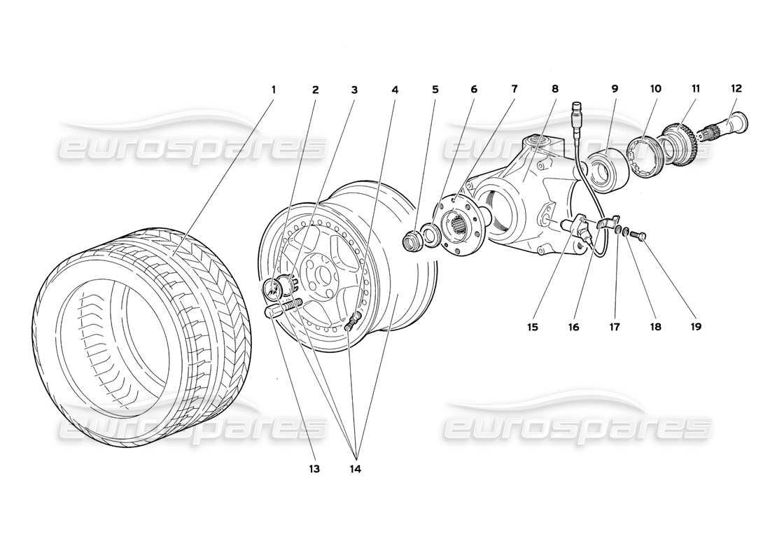 lamborghini diablo sv (1999) vorderrad- und nabenträger teilediagramm