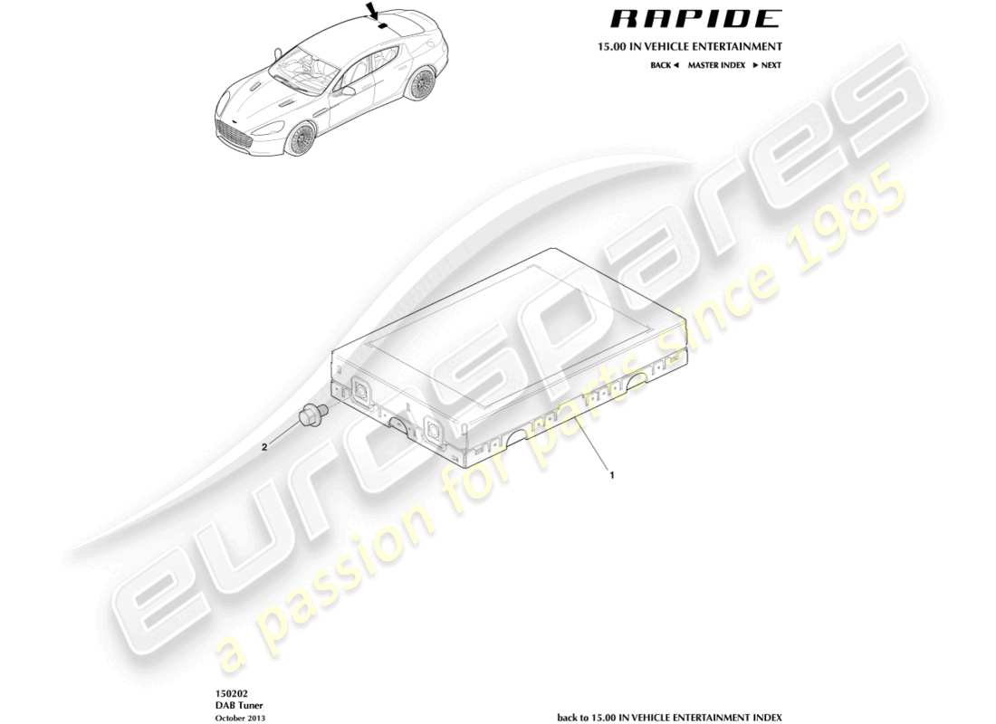 aston martin rapide (2012) dab-tuner-teilediagramm