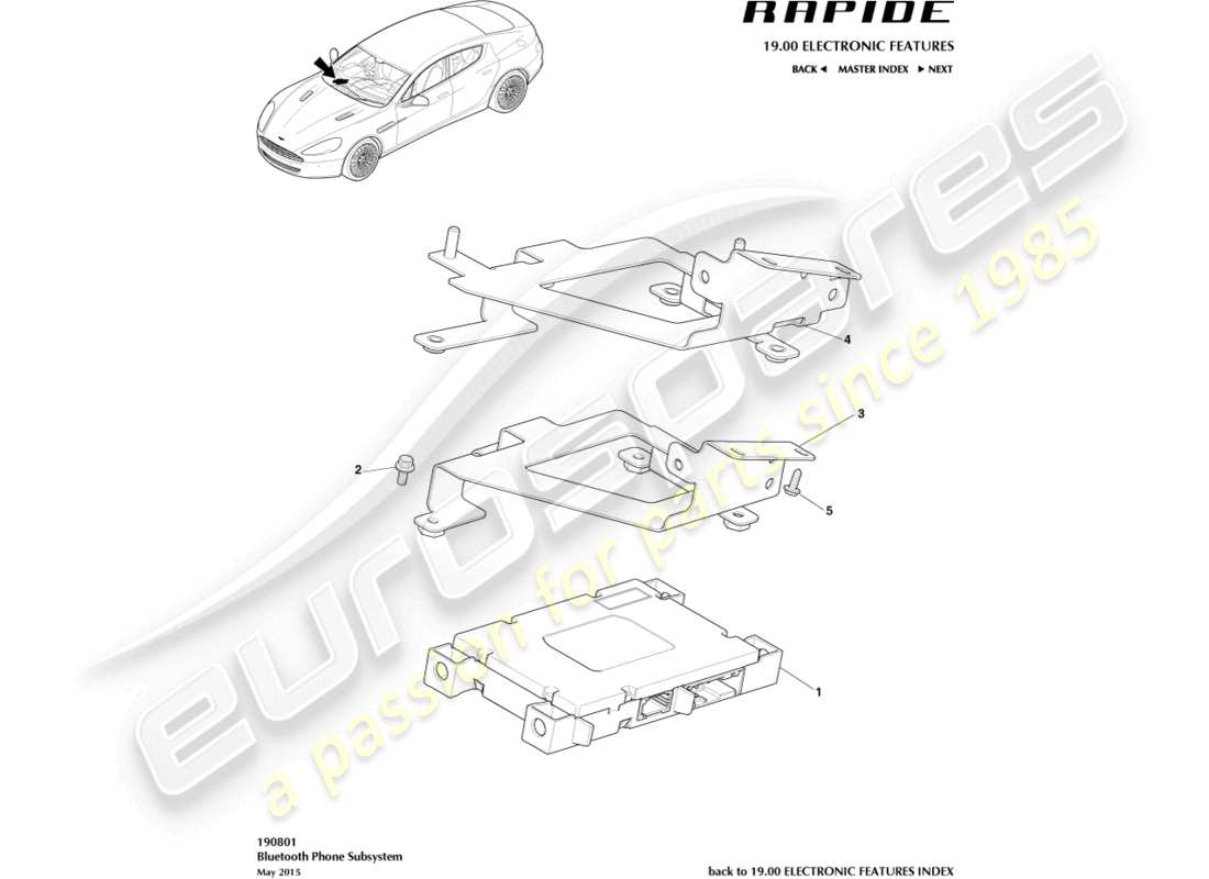 aston martin rapide (2018) teilediagramm des bluetooth-moduls