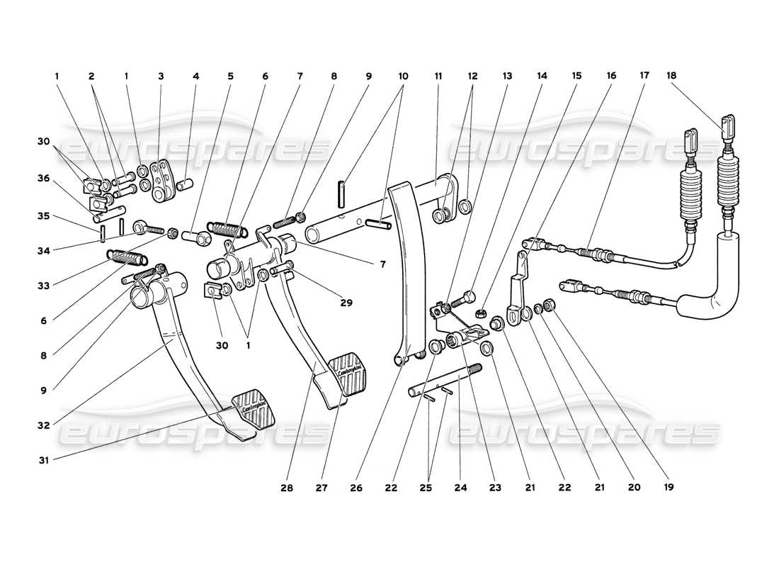 lamborghini diablo 6.0 (2001) pedale teilediagramm