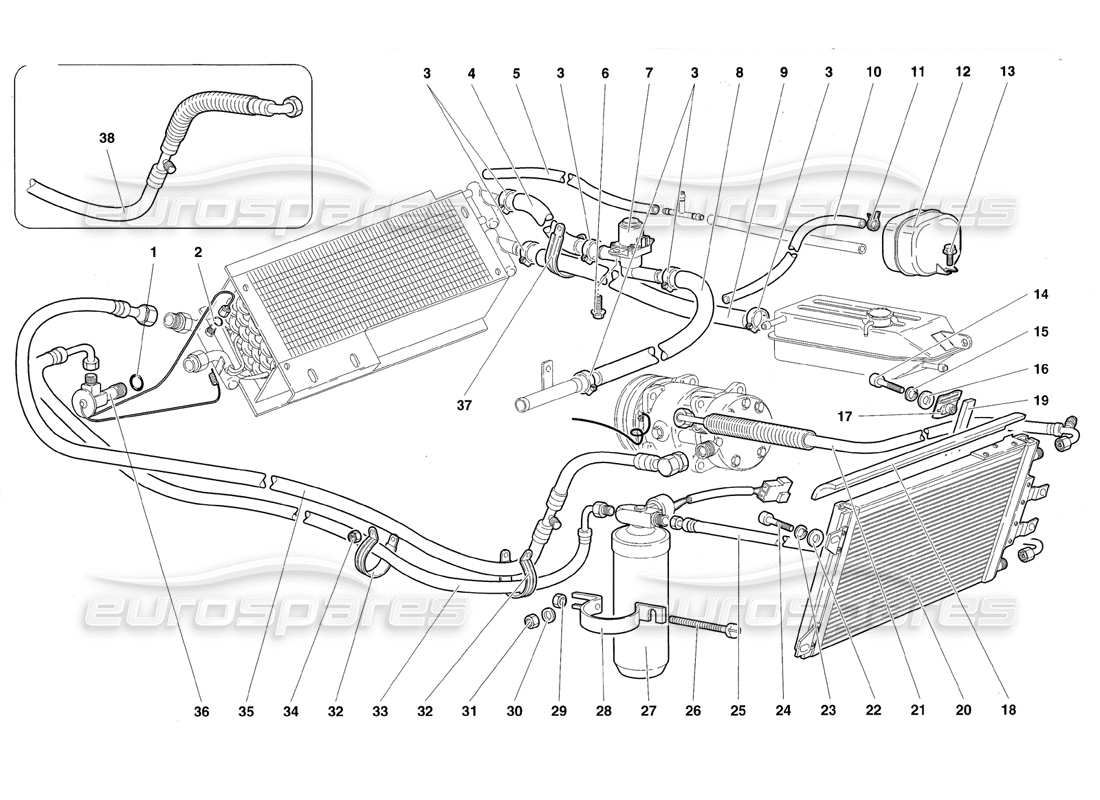 lamborghini diablo roadster (1998) teilediagramm für die klimaanlage