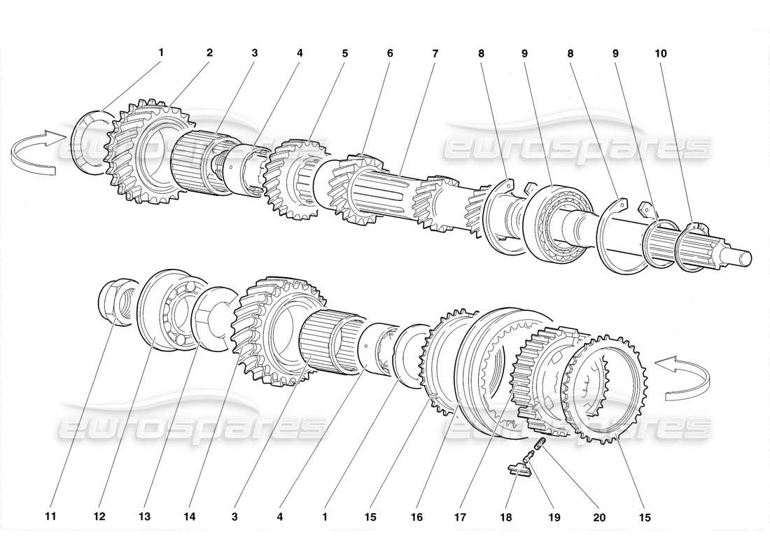 lamborghini diablo roadster (1998) teilediagramm hauptwelle