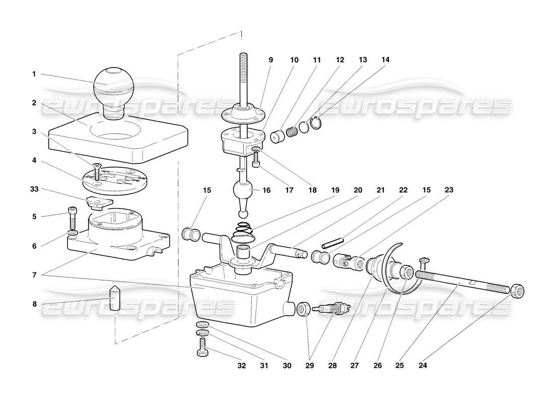 lamborghini diablo sv (1998) teilediagramm des getriebe-steuerturms