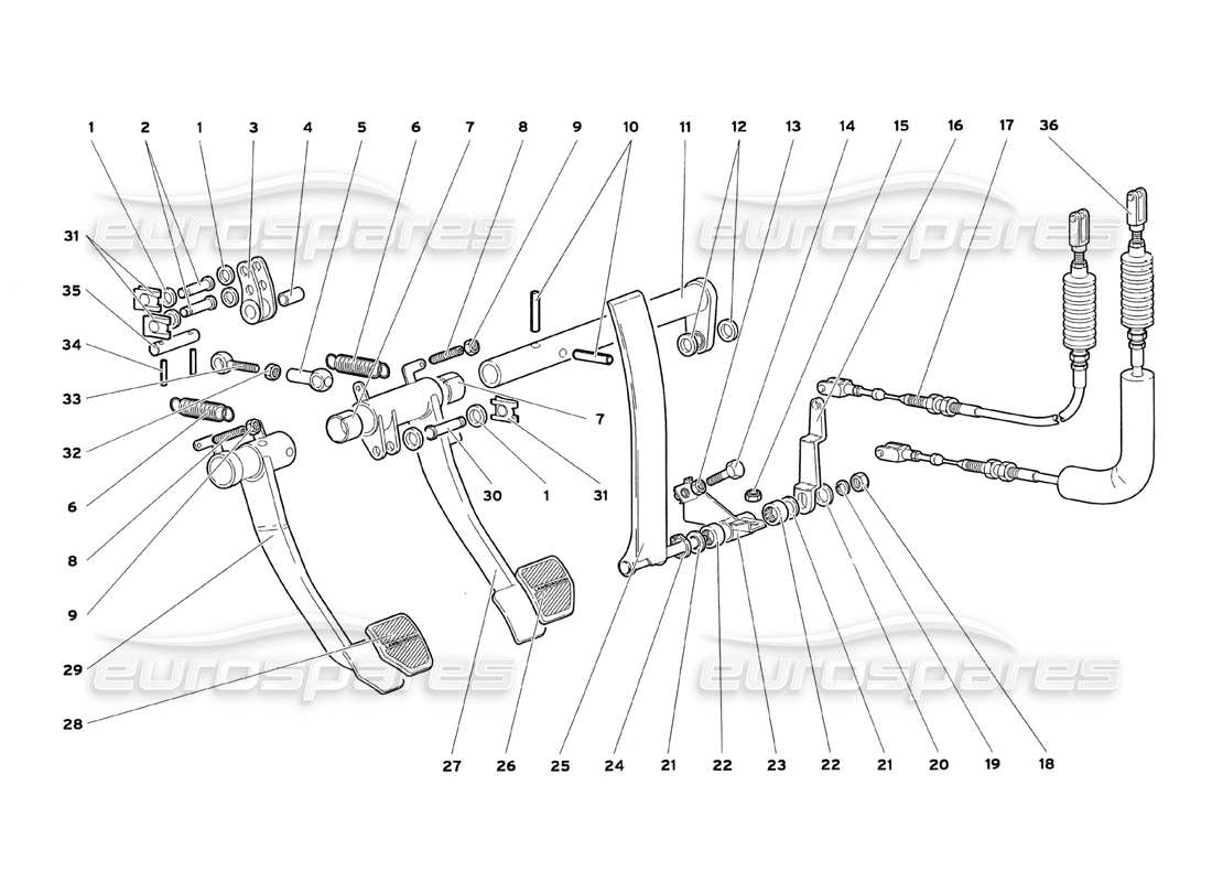 lamborghini diablo sv (1999) pedale teilediagramm