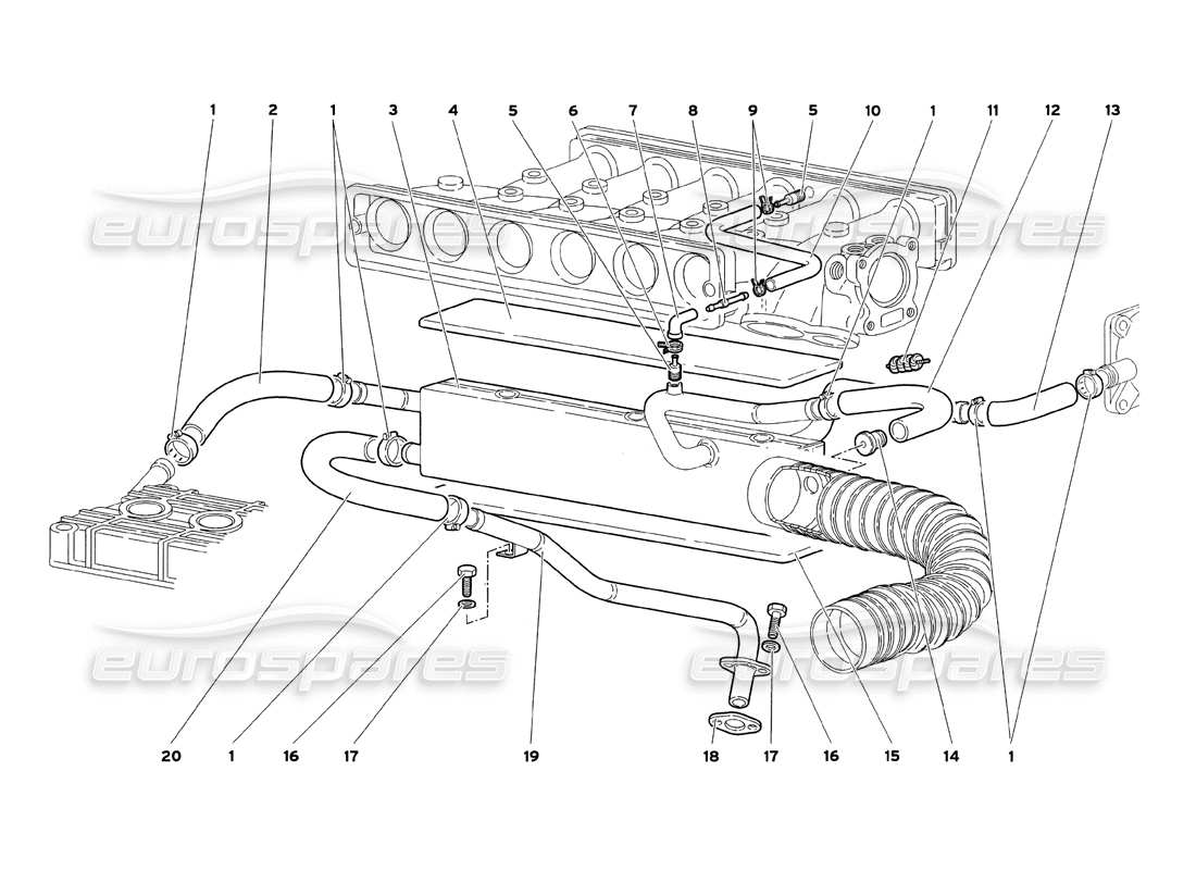 lamborghini diablo sv (1999) teilediagramm des motoröl-entlüftungssystems