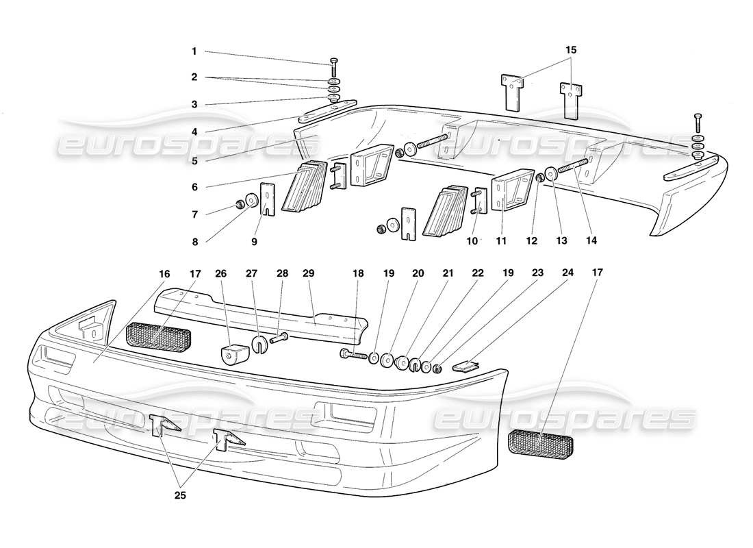 lamborghini diablo sv (1998) stoßstangen-teilediagramm