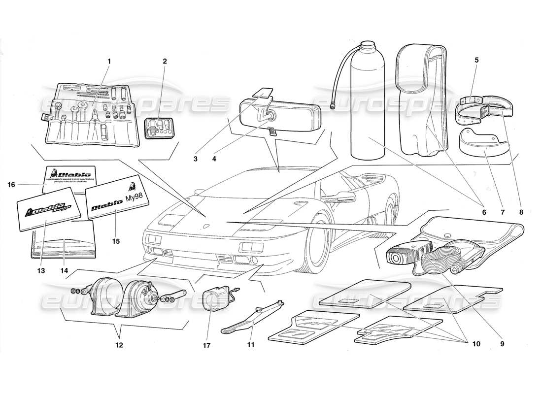 lamborghini diablo roadster (1998) zubehör teilediagramm