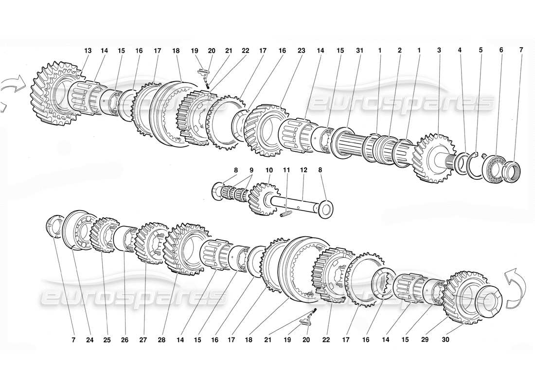 lamborghini diablo (1991) angetriebene welle teilediagramm