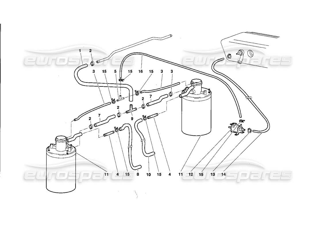 lamborghini diablo (1991) kraftstoffsystem teilediagramm