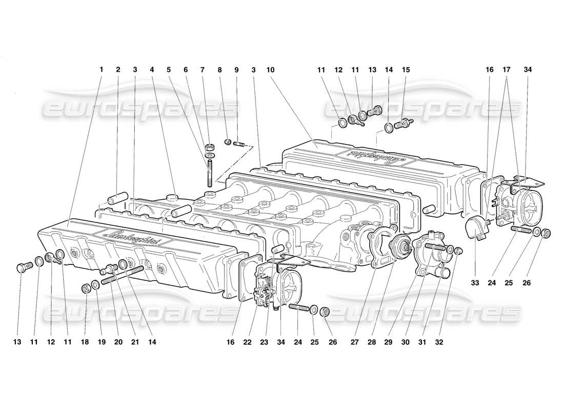 lamborghini diablo sv (1998) ansaugkrümmer (gültig ab motornummer 1889) teilediagramm