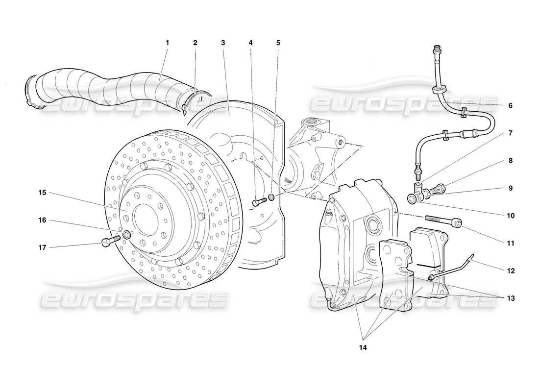 lamborghini diablo sv (1998) teilediagramm für vorderbremsen