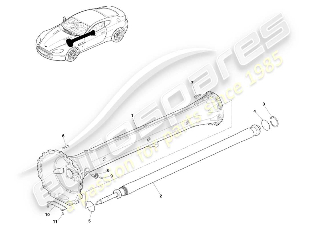 aston martin v8 vantage (2007) teilediagramm der antriebswellenbaugruppe