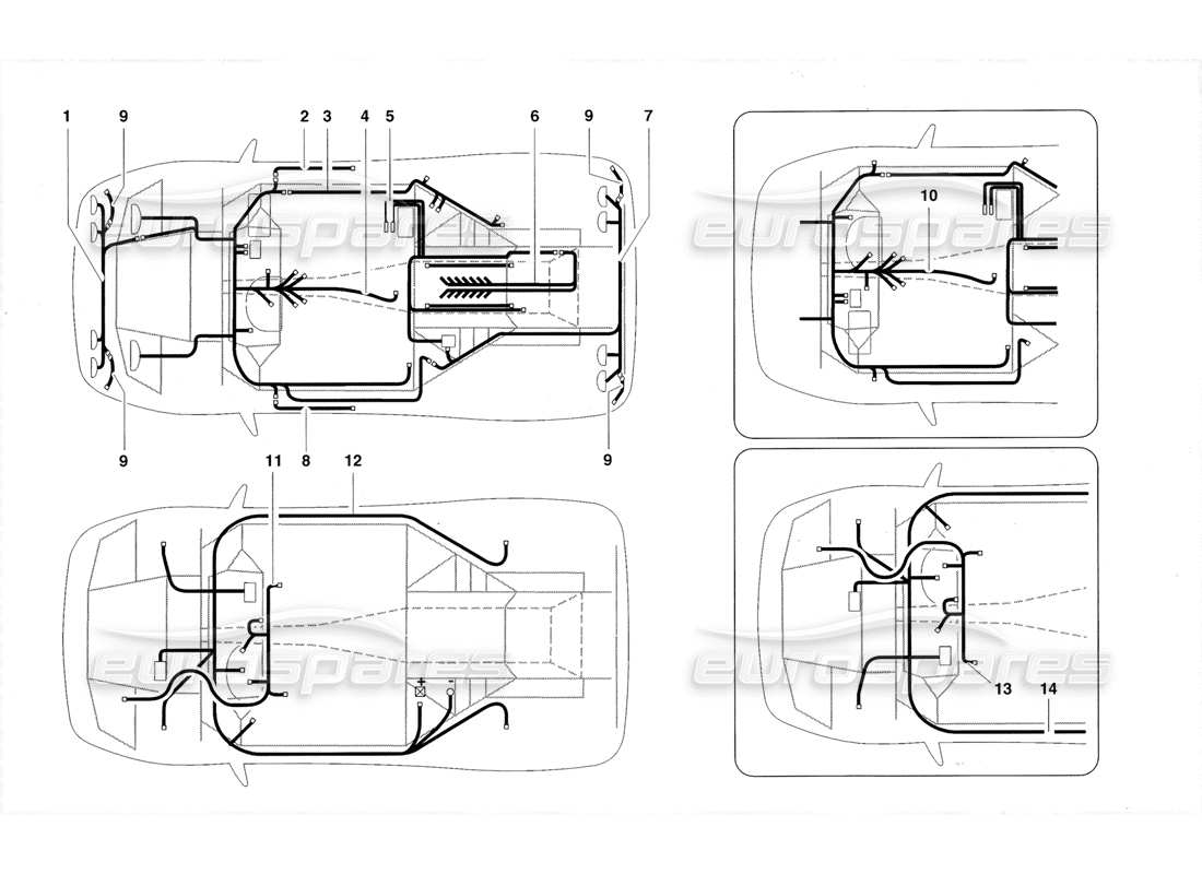 lamborghini diablo roadster (1998) teilediagramm des elektrischen systems