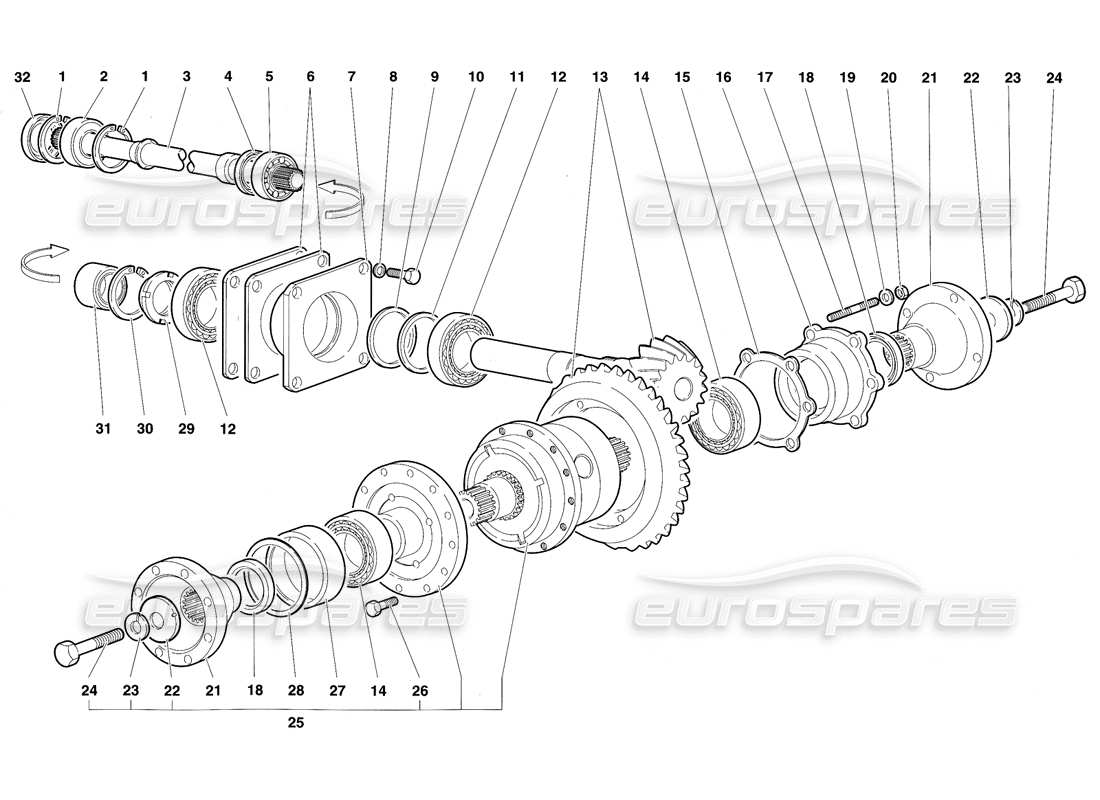 lamborghini diablo sv (1997) differential teilediagramm