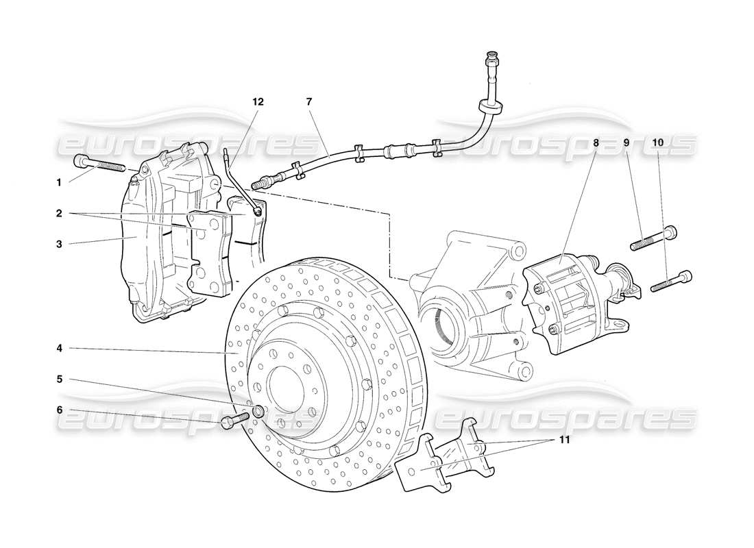 lamborghini diablo sv (1998) teilediagramm für hinterradbremsen