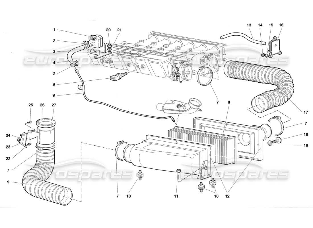 lamborghini diablo sv (1998) teilediagramm für luftfilter