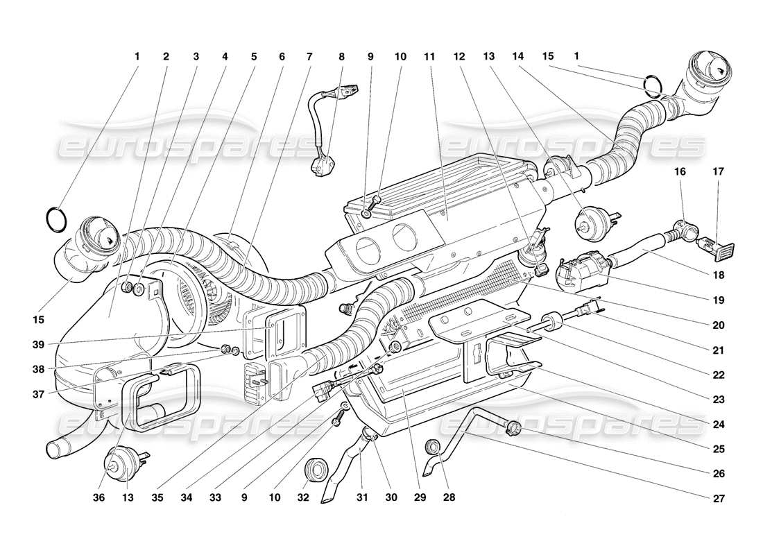 lamborghini diablo sv (1998) teilediagramm für die klimaanlage