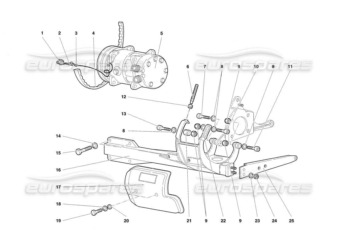 lamborghini diablo sv (1998) teilediagramm für die klimaanlage