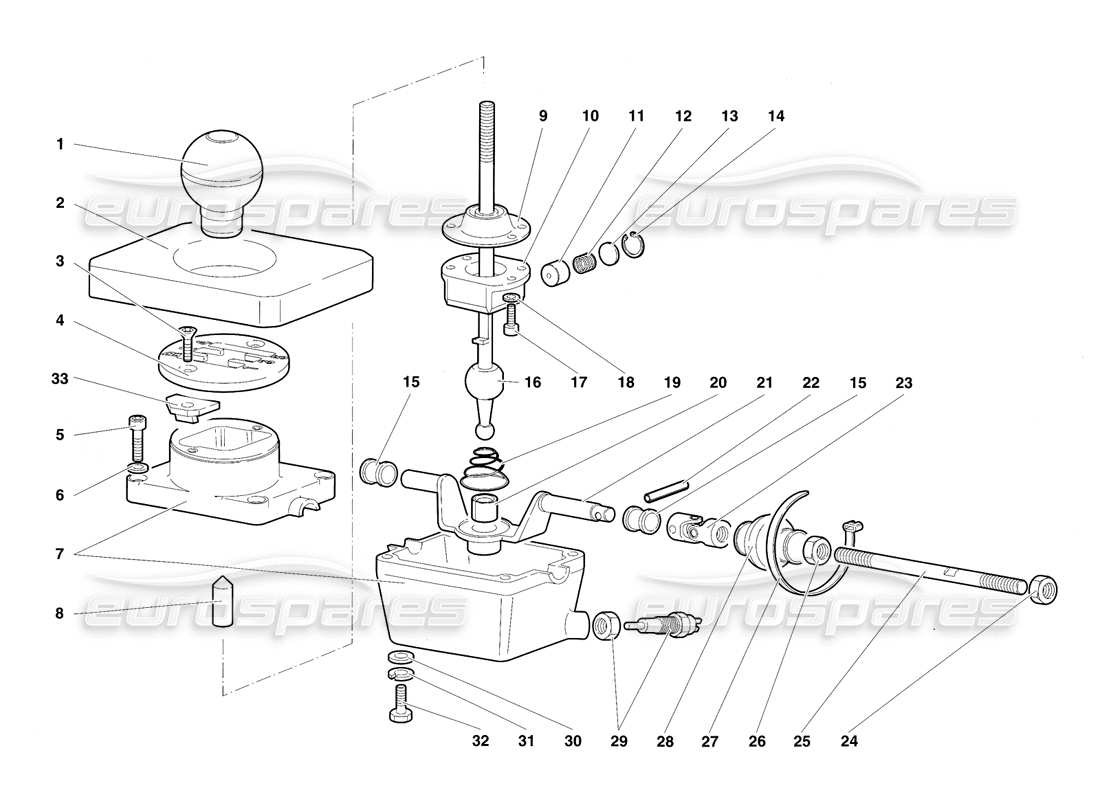 lamborghini diablo sv (1997) teilediagramm des getriebe-steuerturms