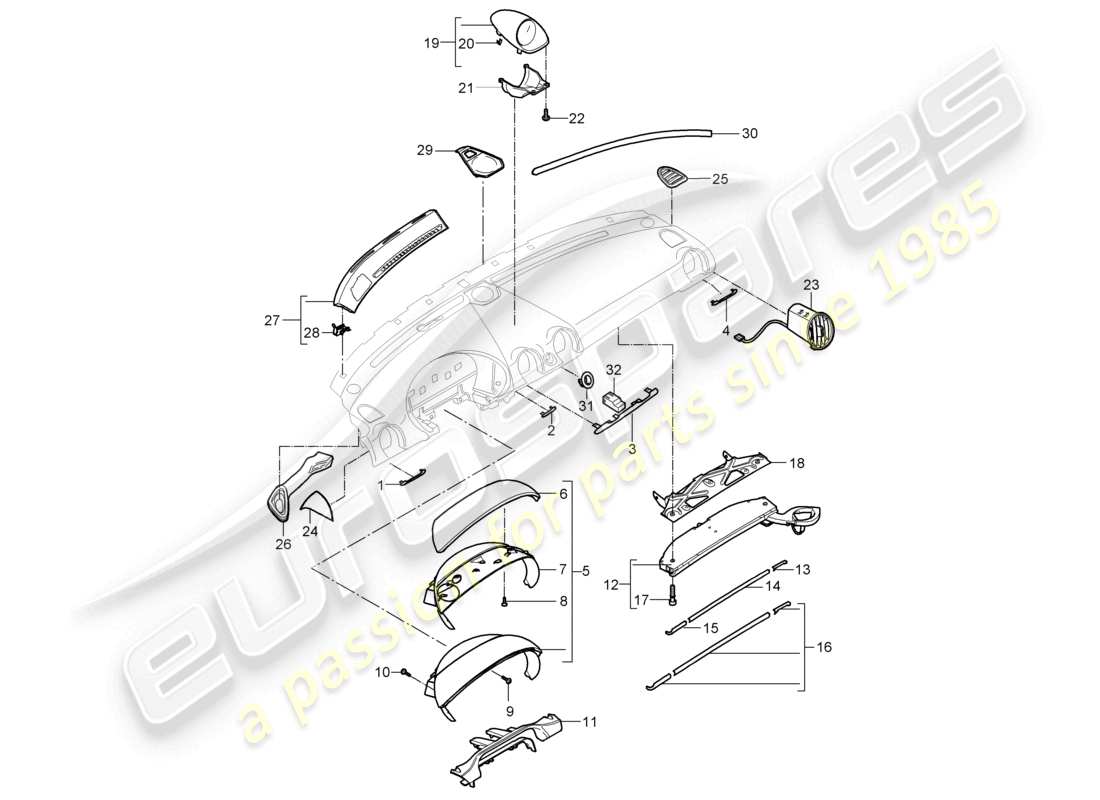 eine teilezeichnung aus dem porsche 2008 (987 boxster) teilekatalog